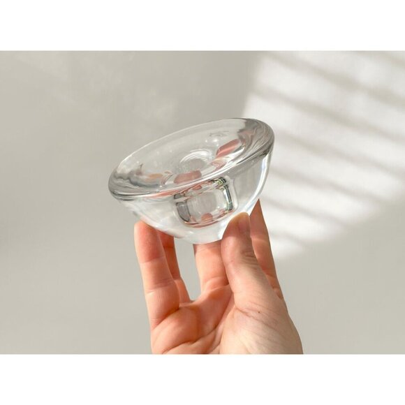 Orrefors Signed Kosta Boda Pair of Glass Crystal Vintage Votive Candle Holders - Picture 6 of 10